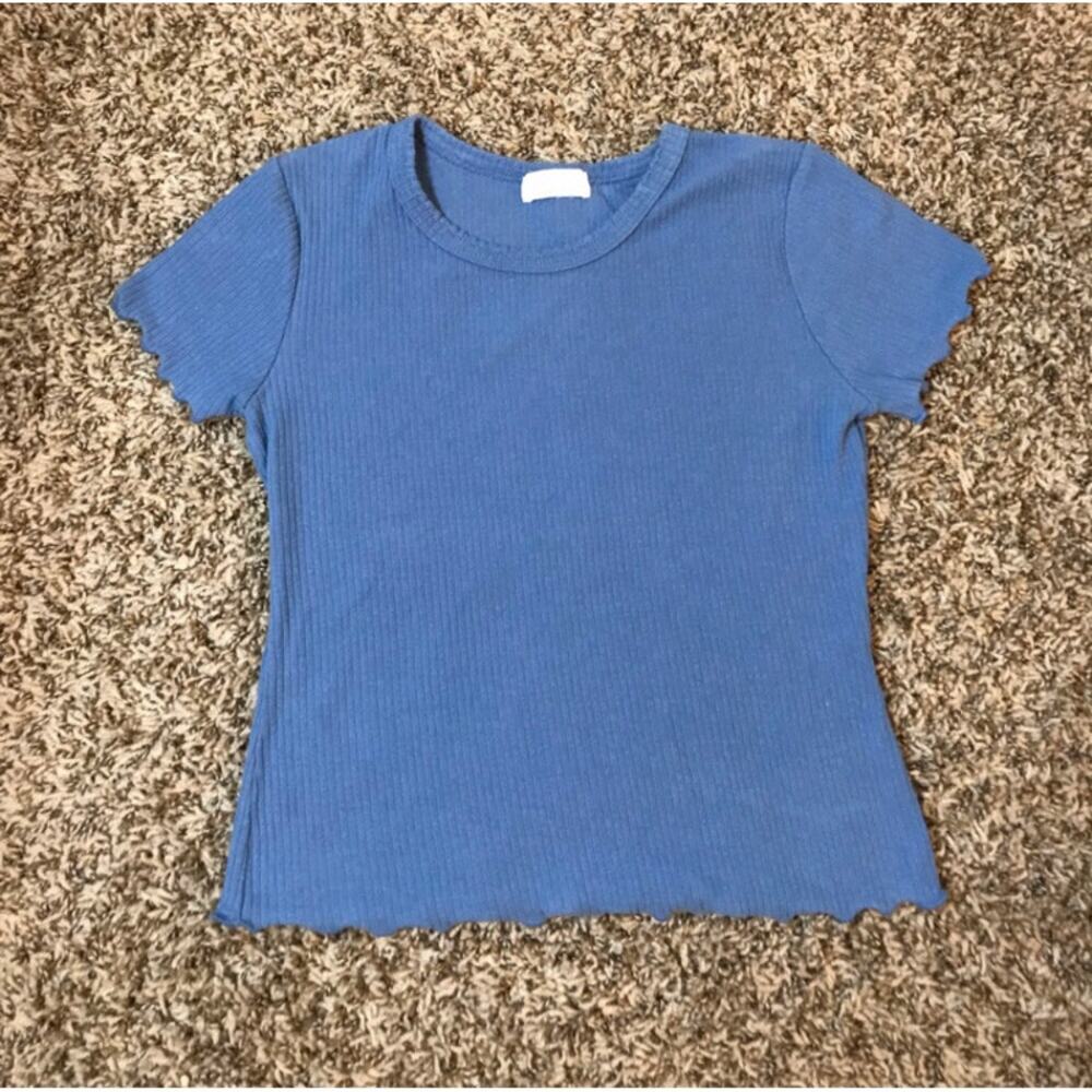 Full Tilt blue lettuce edge baby tee